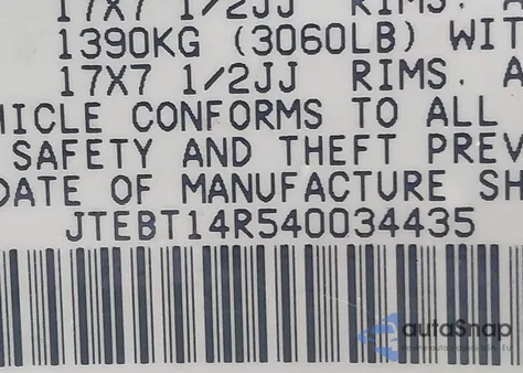 2004 Toyota 4Runner Sr5 Sport V8 from USA, damaged, VIN JTEBT14R540034435